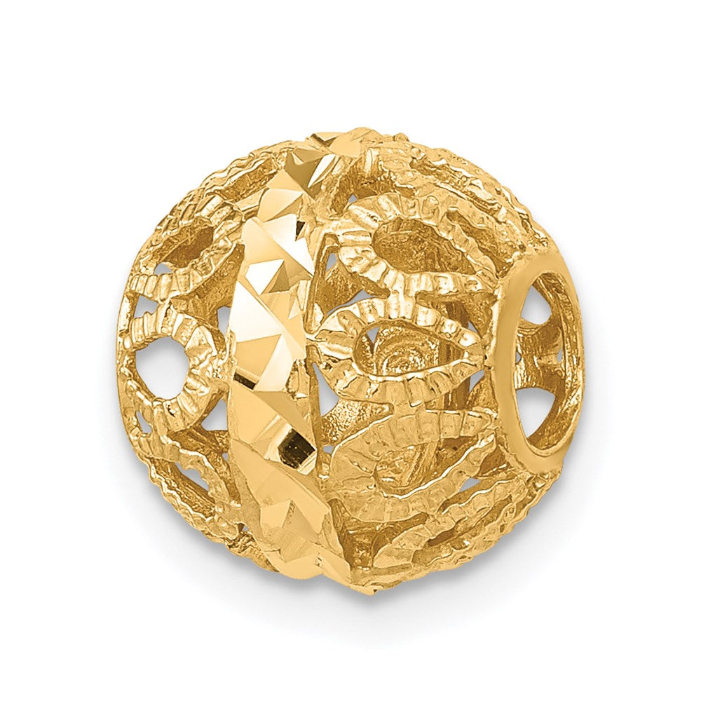 14K Gelbgold Diamantiert Kugel Kette Anhänger