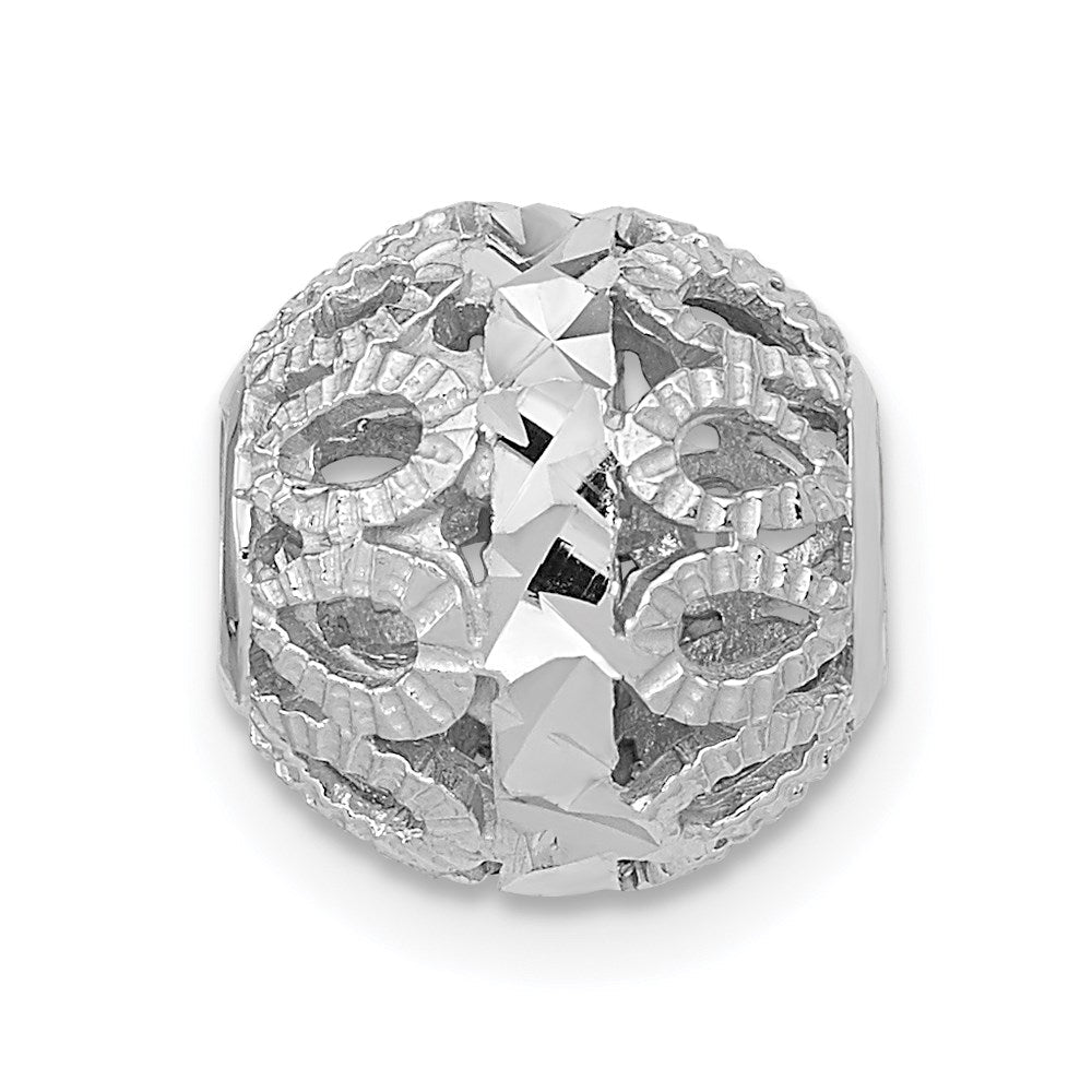 14K Weißgold Diamantiert Filigran Kugel Kette Anhänger