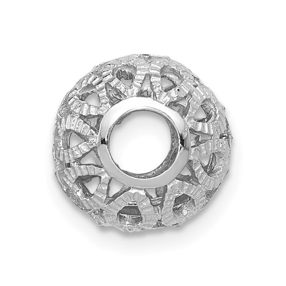 14K Weißgold Diamantiert Filigran Kugel Kette Anhänger