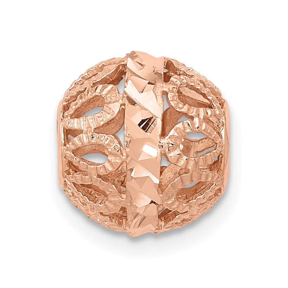 14K Roségold Diamantiert Filigran Kugel Kette Anhänger