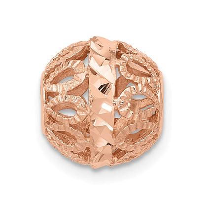 14K Roségold Diamantiert Filigran Kugel Kette Anhänger