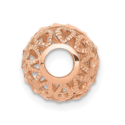 14K Roségold Diamantiert Filigran Kugel Kette Anhänger