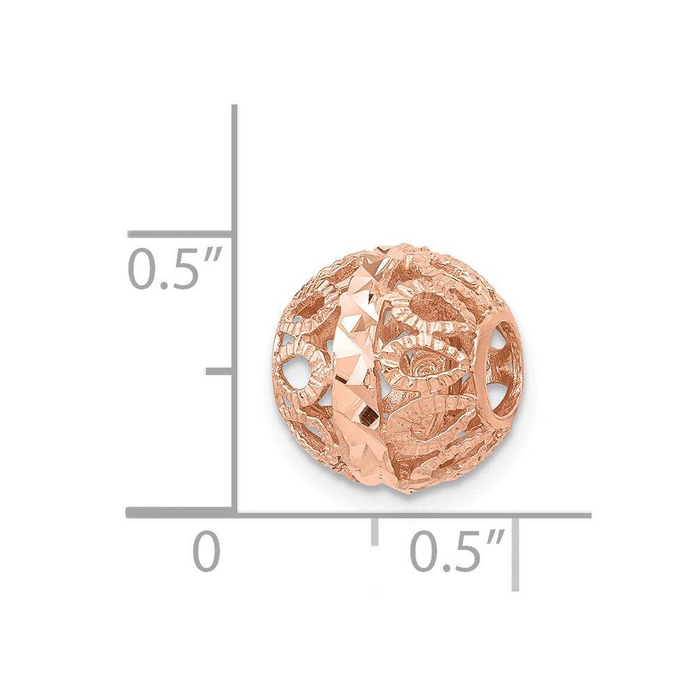 14K Roségold Diamantiert Filigran Kugel Kette Anhänger
