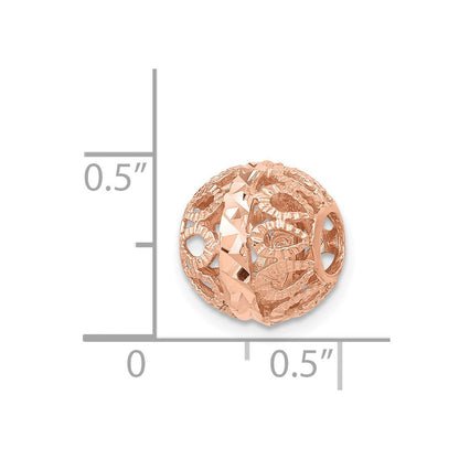 14K Roségold Diamantiert Filigran Kugel Kette Anhänger