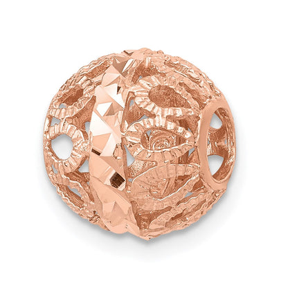 14K Roségold Diamantiert Filigran Kugel Kette Anhänger