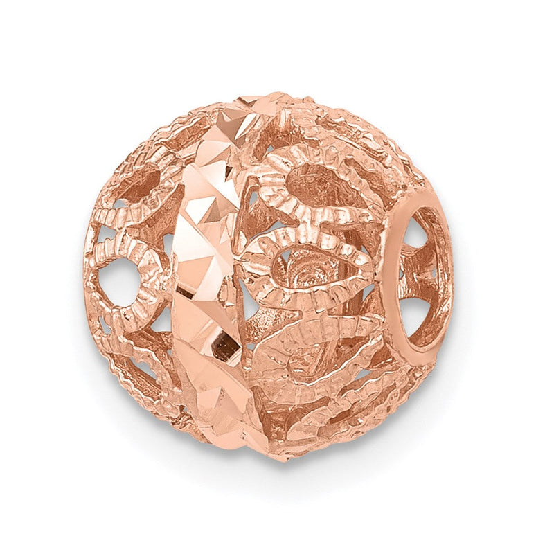 14K Roségold Diamantiert Filigran Kugel Kette Anhänger