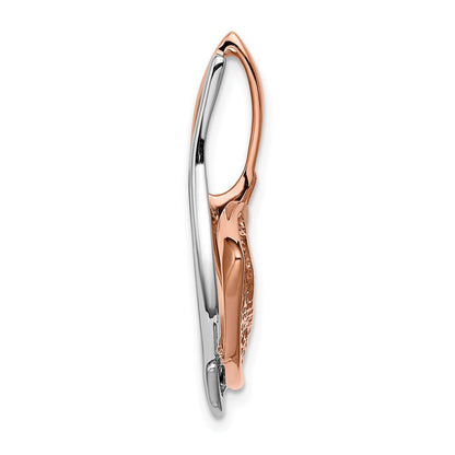 14K Bicolor W & Rose Omega Anhänger mit Stift Passt Up To 2mm, 6mm Wendbar