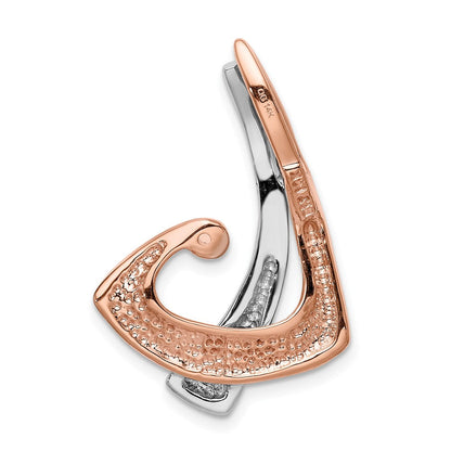 14K Bicolor W & Rose Omega Anhänger mit Stift Passt Up To 2mm, 6mm Wendbar