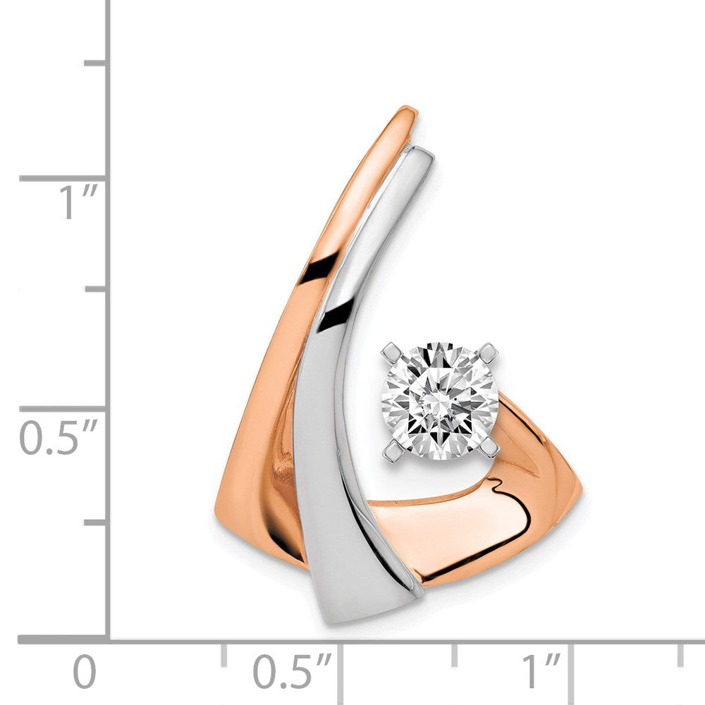 14K Bicolor W & Rose Omega Anhänger mit Stift Passt Up To 2mm, 6mm Wendbar