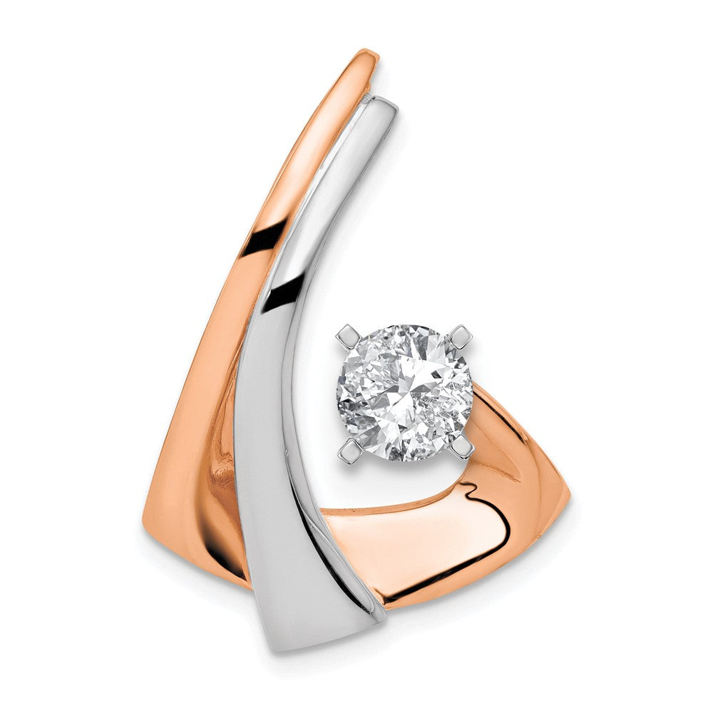 14K Bicolor W & Rose Omega Anhänger mit Stift Passt Up To 2mm, 6mm Wendbar