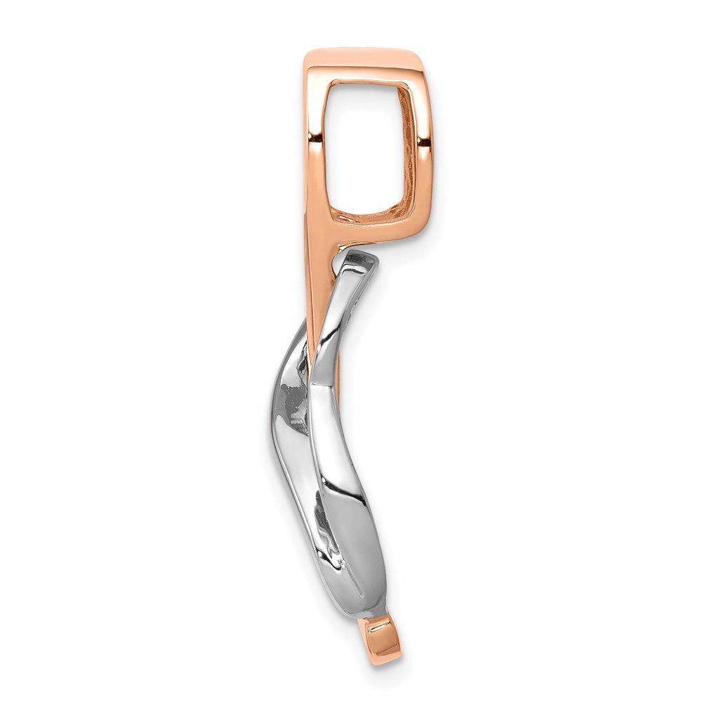 14K Bicolor Weiß und Roségold Passt Up To 4mm, 6mm Wendbar Omega Anhänger