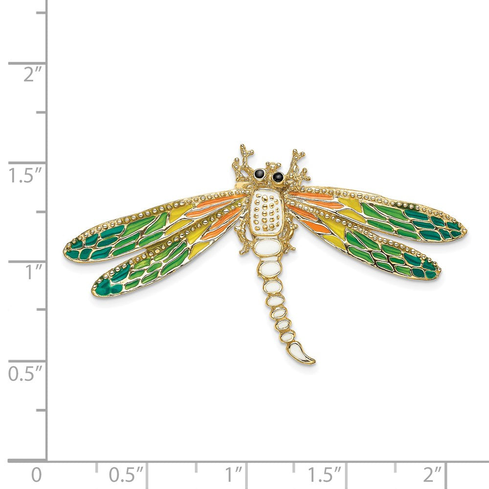14K Gelbgold Mehrfarbig Emaille Libelle Charm