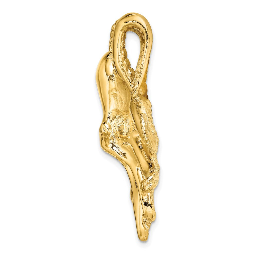 14K Gelbgold Poliert und Strukturiert Octopus Anhänger
