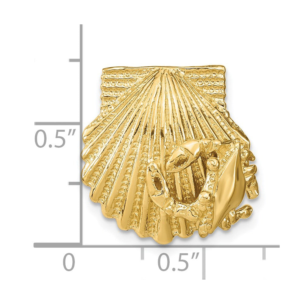 14K Gelbgold Muschel mit Krabbe Anhänger