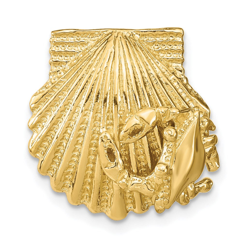 14K Gelbgold Muschel mit Krabbe Anhänger