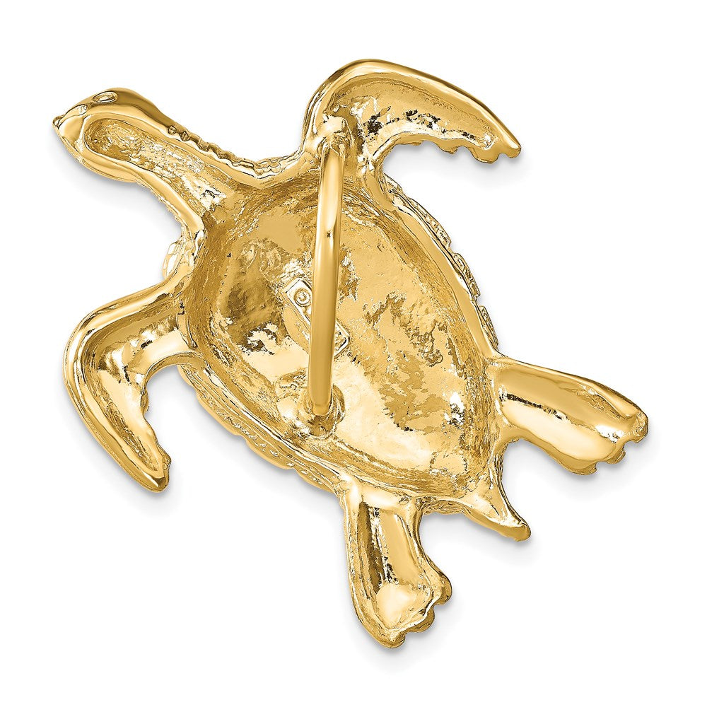 14K Gelbgold Poliert Meer Schildkröte Anhänger