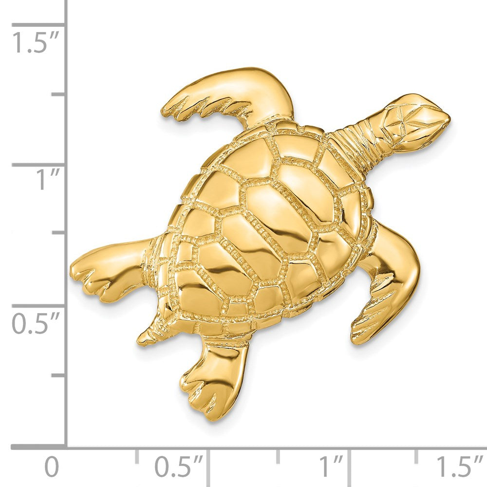 14K Gelbgold Poliert Meer Schildkröte Anhänger