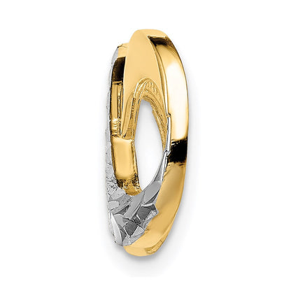 14K Gelb & Rhodium mit Rhodium Diamantiert Unendlichkeit Passt 4mm Fantasie Omega Anhänger