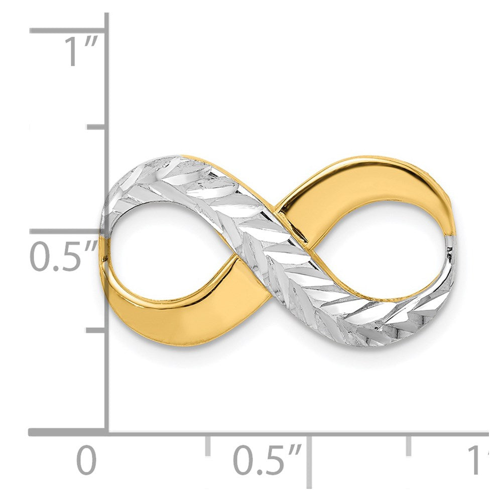 14K Gelb & Rhodium mit Rhodium Diamantiert Unendlichkeit Passt 4mm Fantasie Omega Anhänger