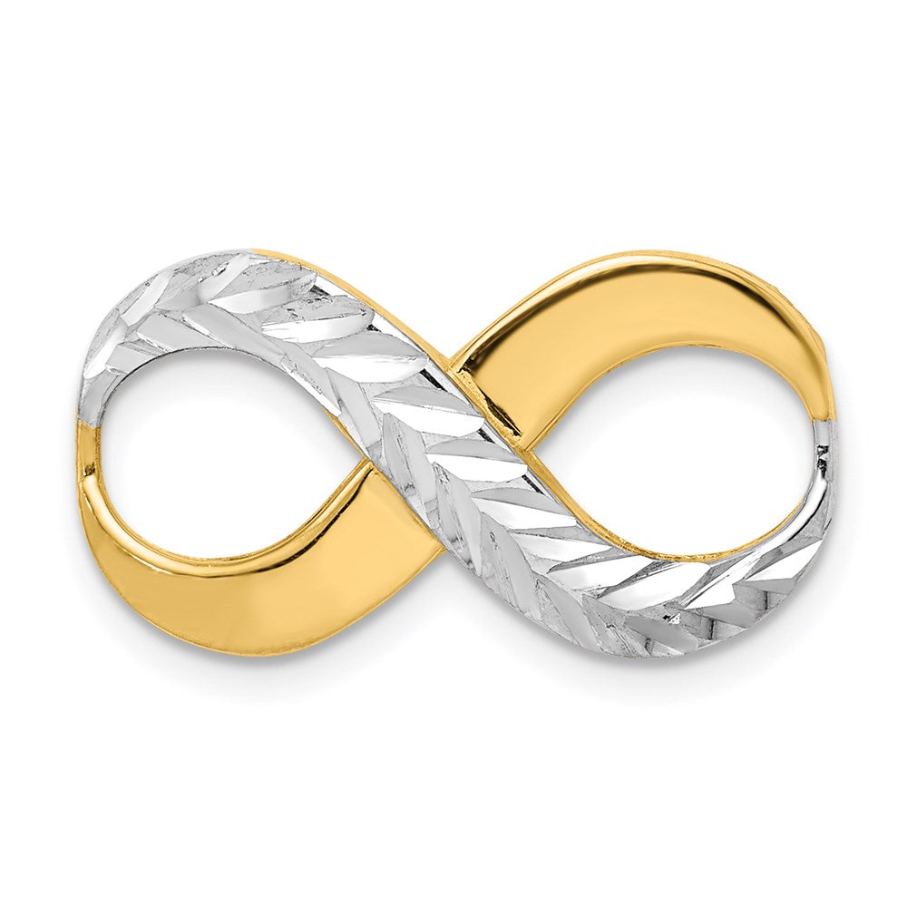 14K Gelb & Rhodium mit Rhodium Diamantiert Unendlichkeit Passt 4mm Fantasie Omega Anhänger