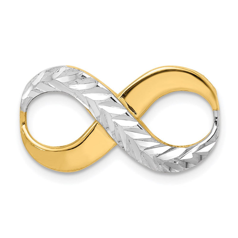 14K Gelb & Rhodium mit Rhodium Diamantiert Unendlichkeit Passt 4mm Fantasie Omega Anhänger