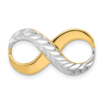14K Gelb & Rhodium mit Rhodium Diamantiert Unendlichkeit Passt 4mm Fantasie Omega Anhänger