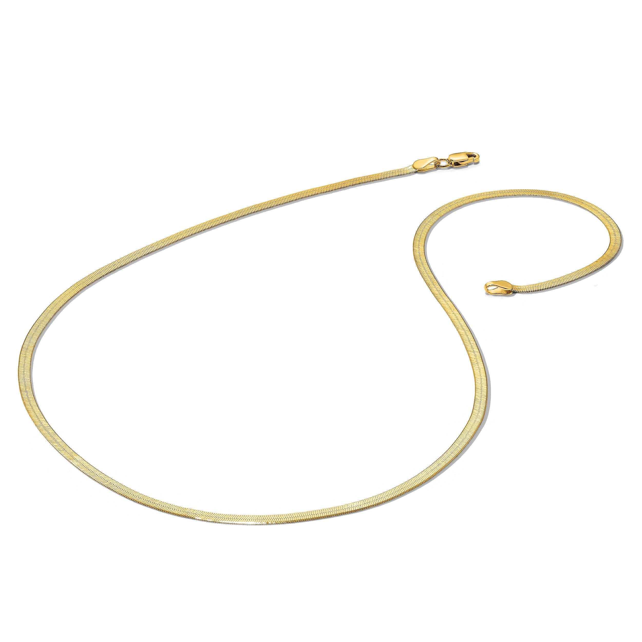 14K Gelbgold 2.5mm Silky Fischgrät Halskette