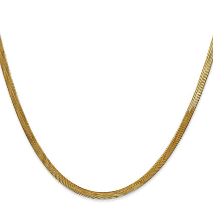 14K Gelbgold 3mm Silky Fischgrät mit Karabinerverschluss Halskette