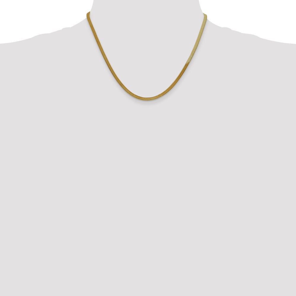 14K Gelbgold 3mm Silky Fischgrät mit Karabinerverschluss Halskette