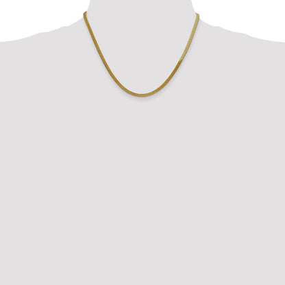 14K Gelbgold 3mm Silky Fischgrät mit Karabinerverschluss Halskette