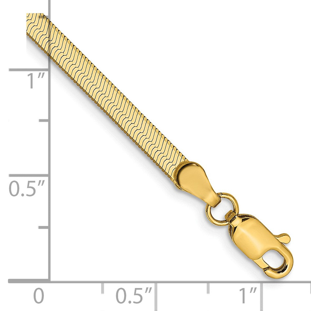 14K Gelbgold 3mm Silky Fischgrät mit Karabinerverschluss Gliederarmband