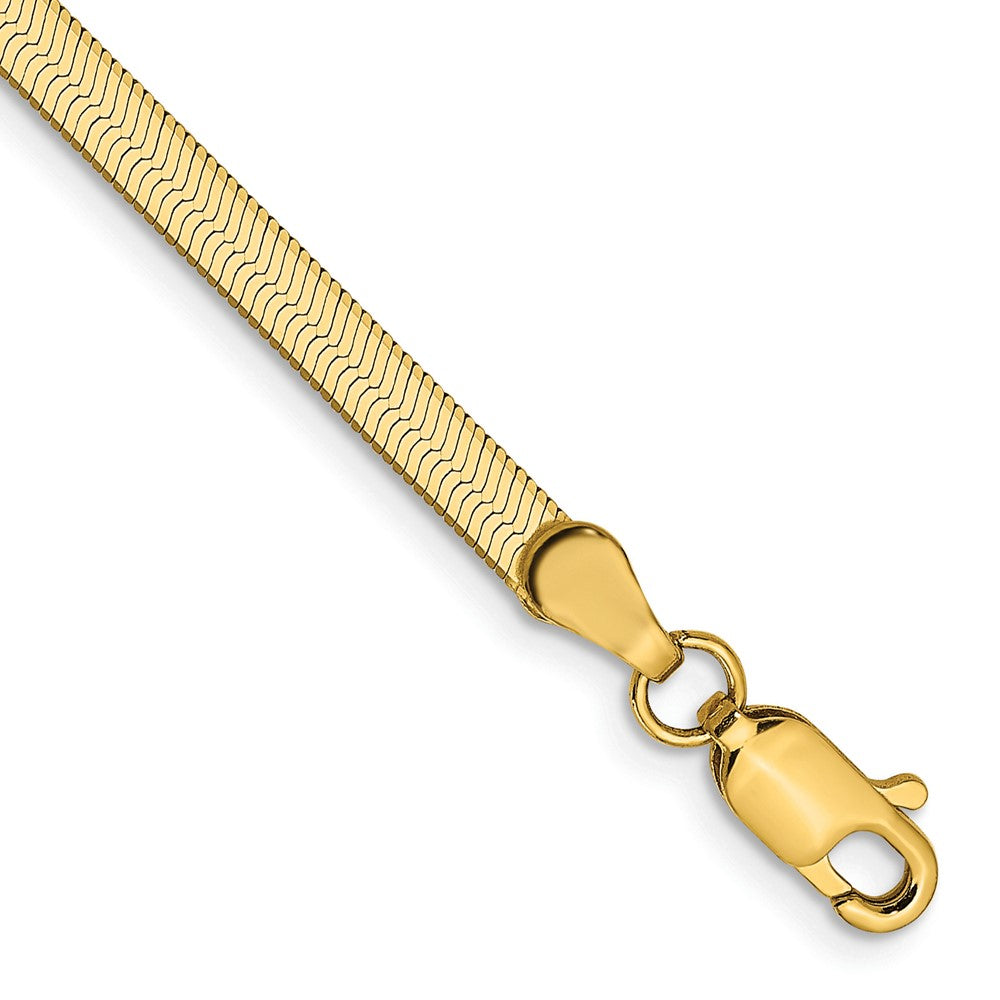 14K Gelbgold 3mm Silky Fischgrät mit Karabinerverschluss Gliederarmband