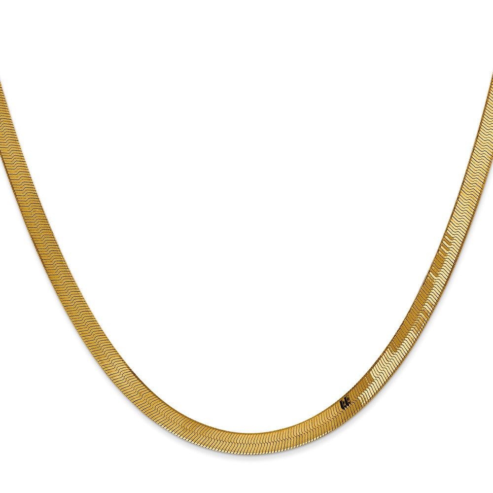 14K Gelbgold 4mm Silky Fischgrät mit Karabinerverschluss Halskette