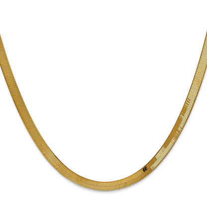 14K Gelbgold 4mm Silky Fischgrät mit Karabinerverschluss Halskette