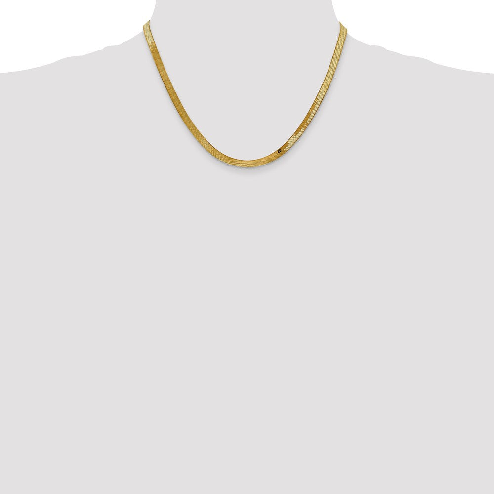 14K Gelbgold 4mm Silky Fischgrät mit Karabinerverschluss Halskette