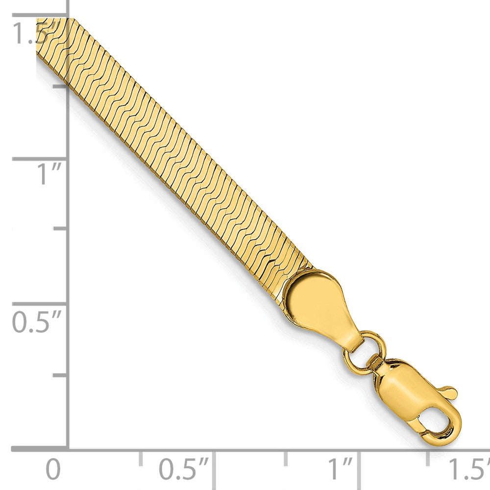 14K Gelbgold 4mm Silky Fischgrät mit Karabinerverschluss Gliederarmband