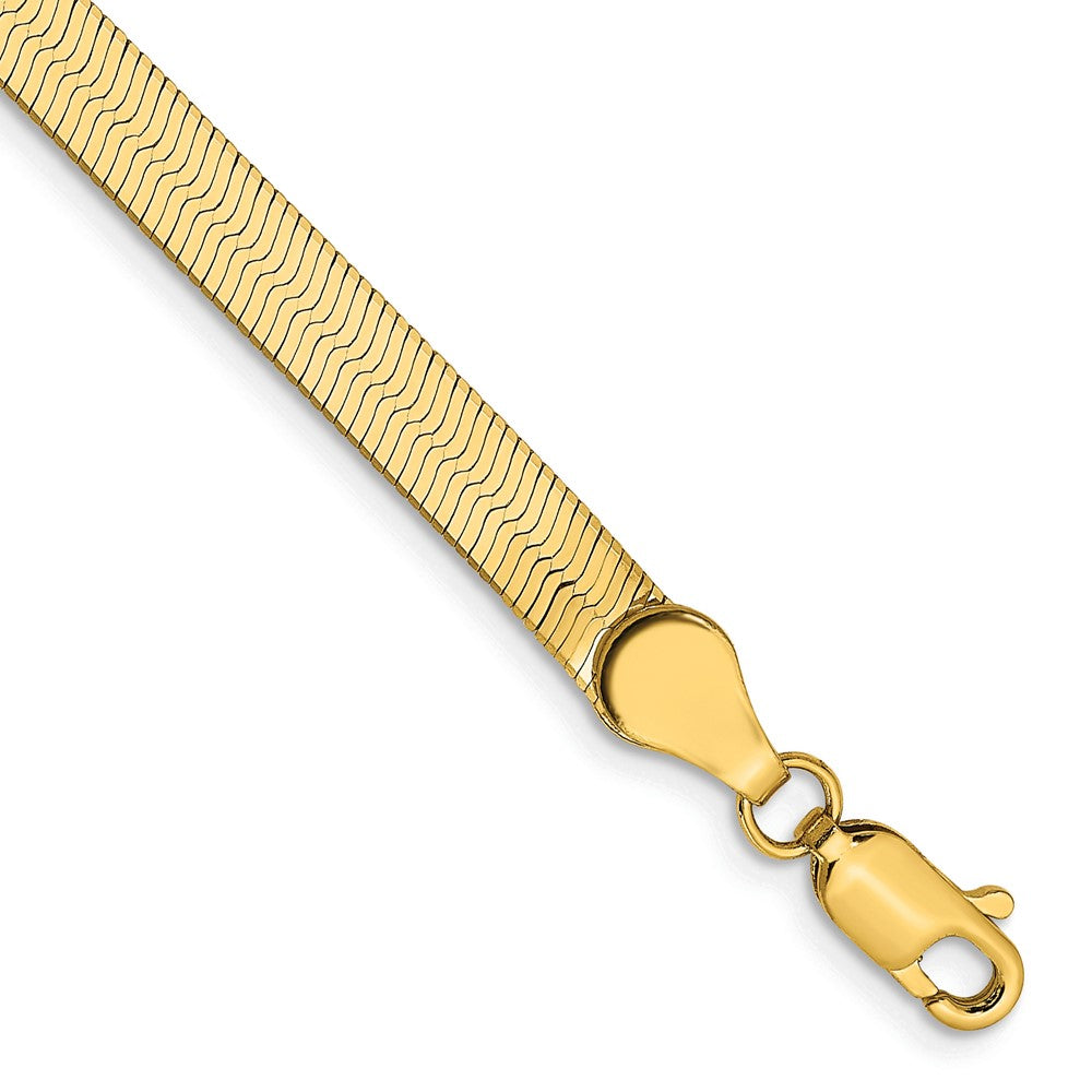 14K Gelbgold 4mm Silky Fischgrät mit Karabinerverschluss Gliederarmband