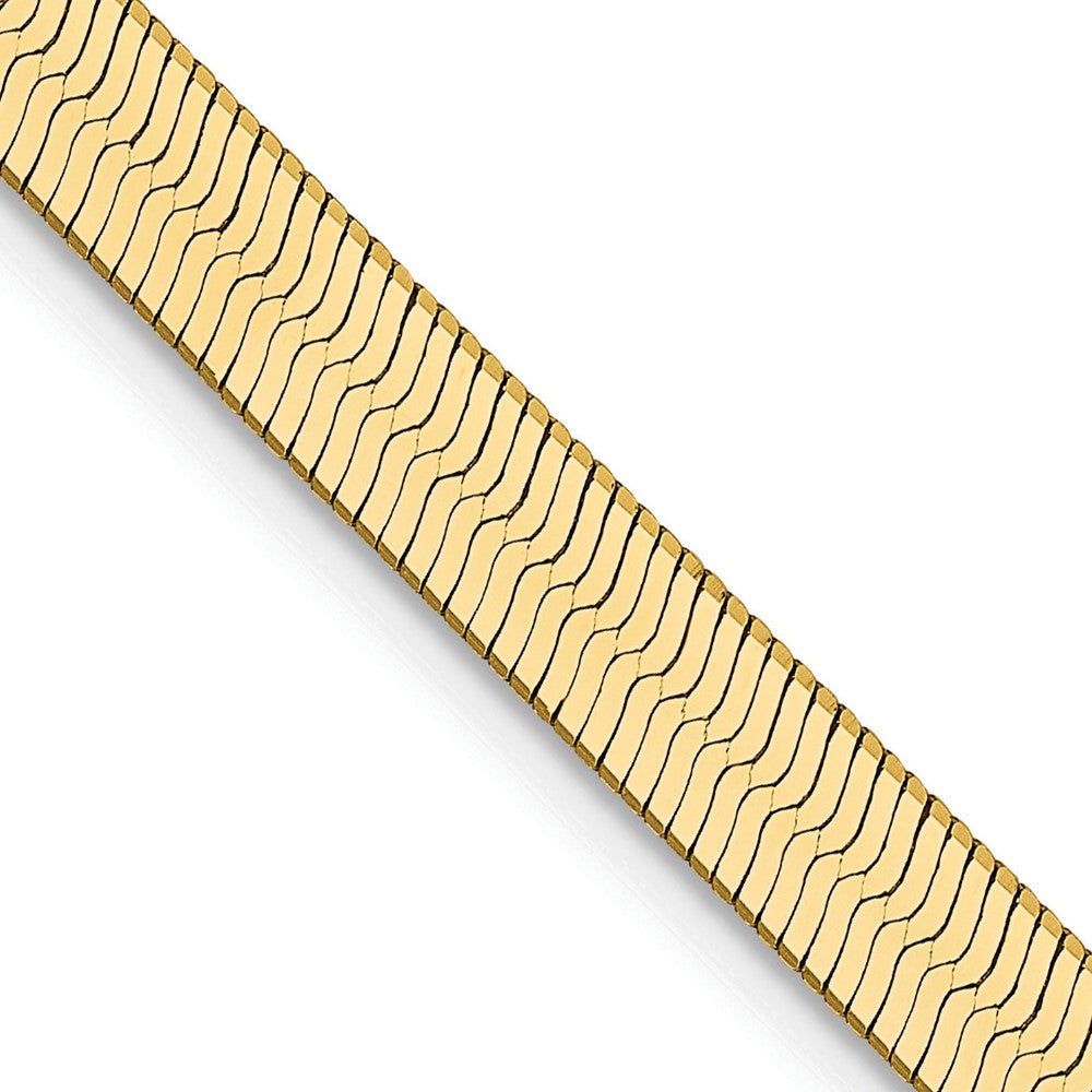 14K Gelbgold 4mm Silky Fischgrät mit Karabinerverschluss Halskette