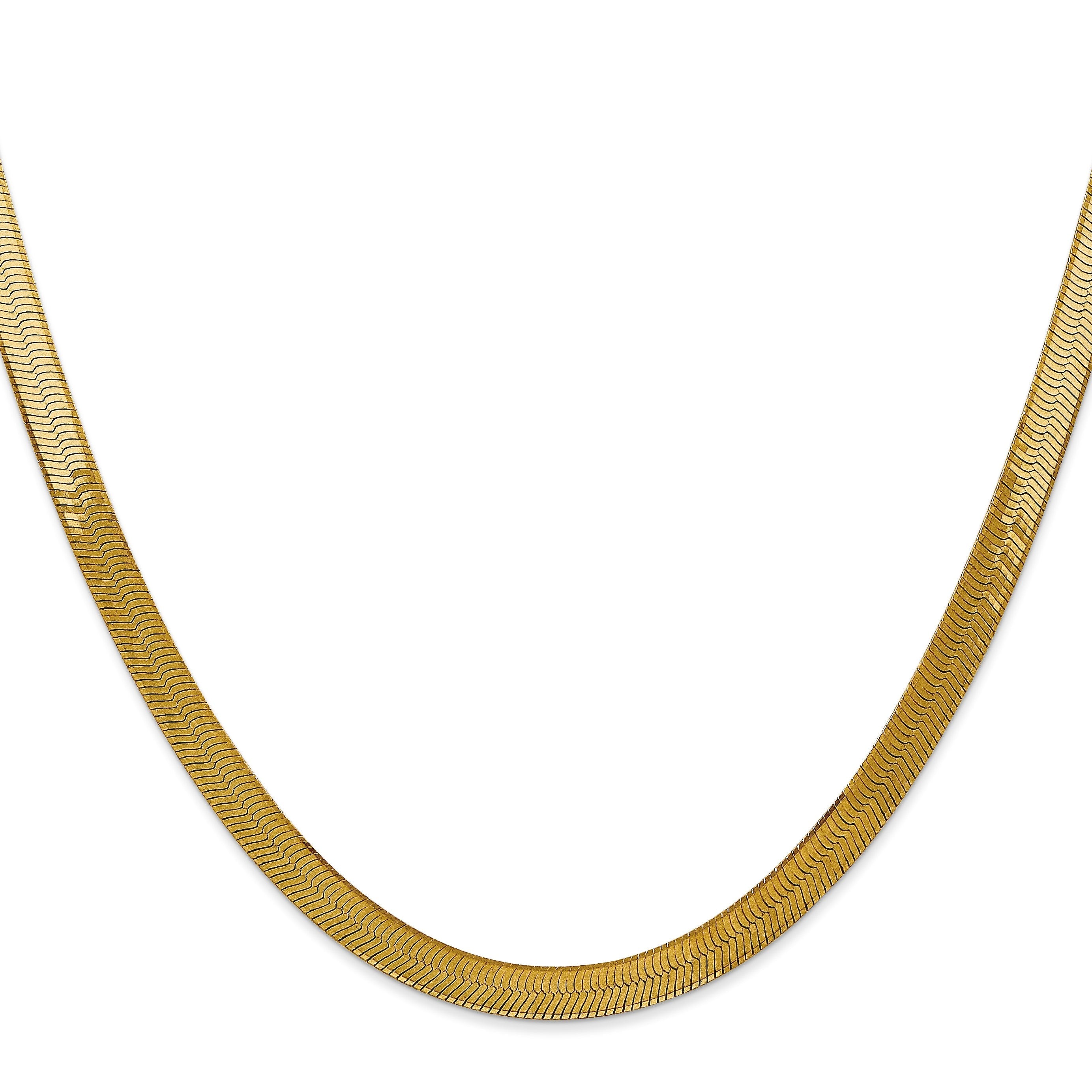 14K Gelbgold 5mm Silky Fischgrät mit Karabinerverschluss Halskette