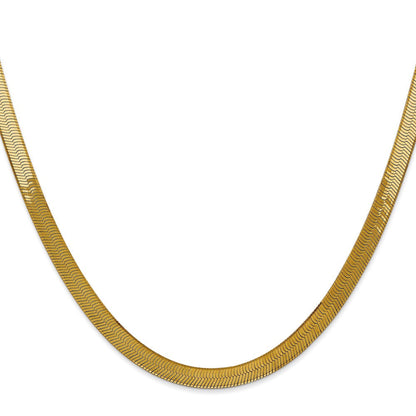 14K Gelbgold 5mm Silky Fischgrät mit Karabinerverschluss Halskette