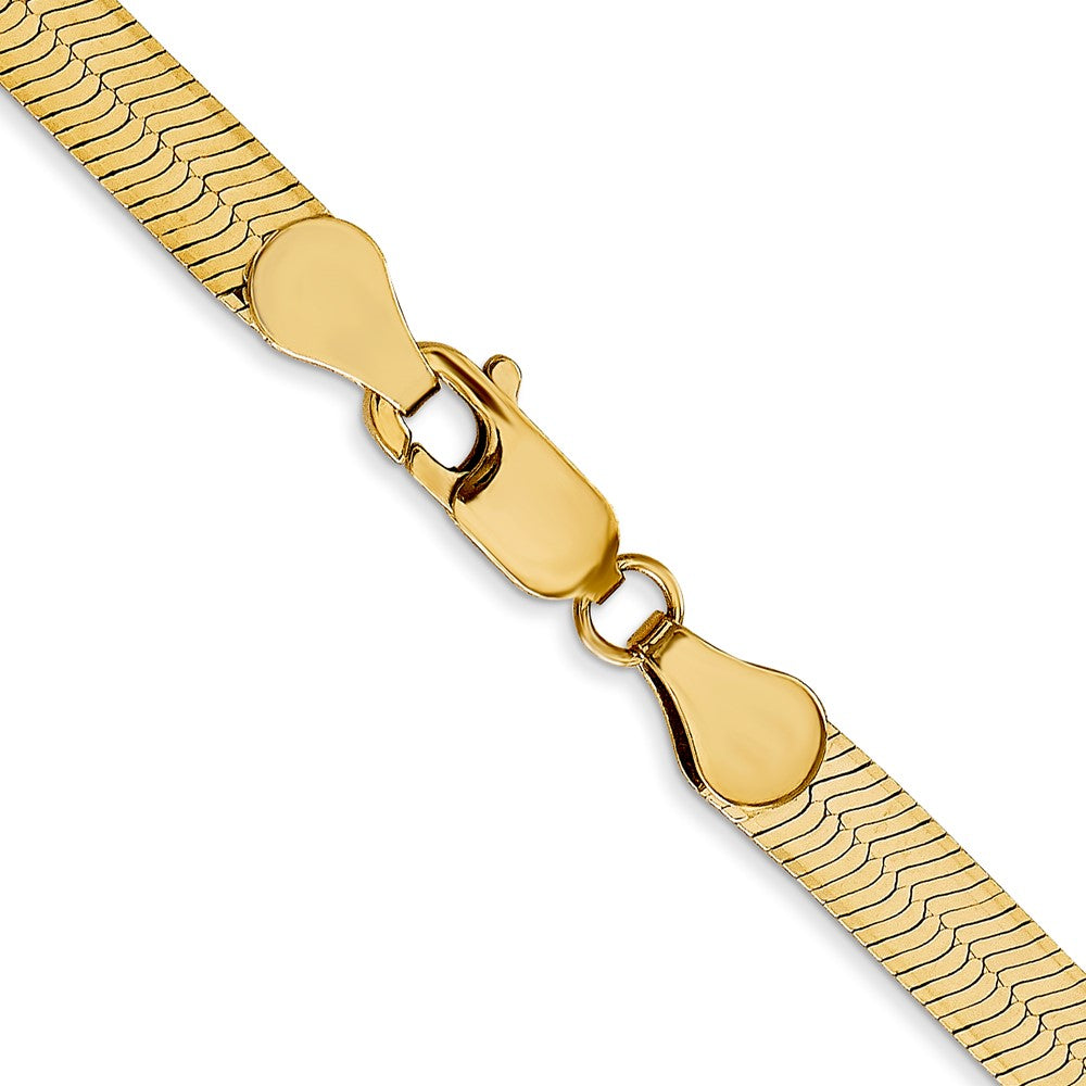 14K Gelbgold 5mm Silky Fischgrät mit Karabinerverschluss Halskette