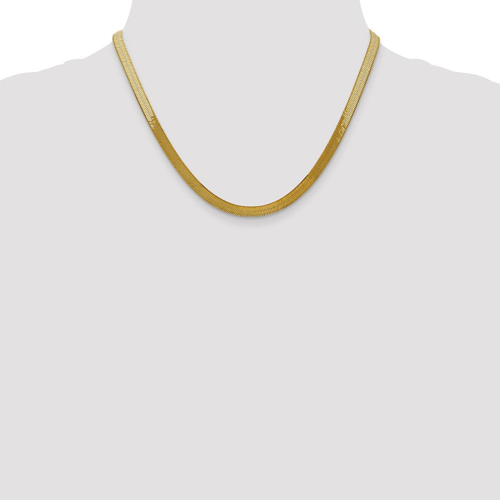 14K Gelbgold 5mm Silky Fischgrät mit Karabinerverschluss Halskette