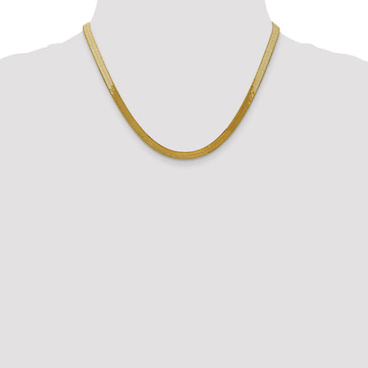 14K Gelbgold 5mm Silky Fischgrät mit Karabinerverschluss Halskette