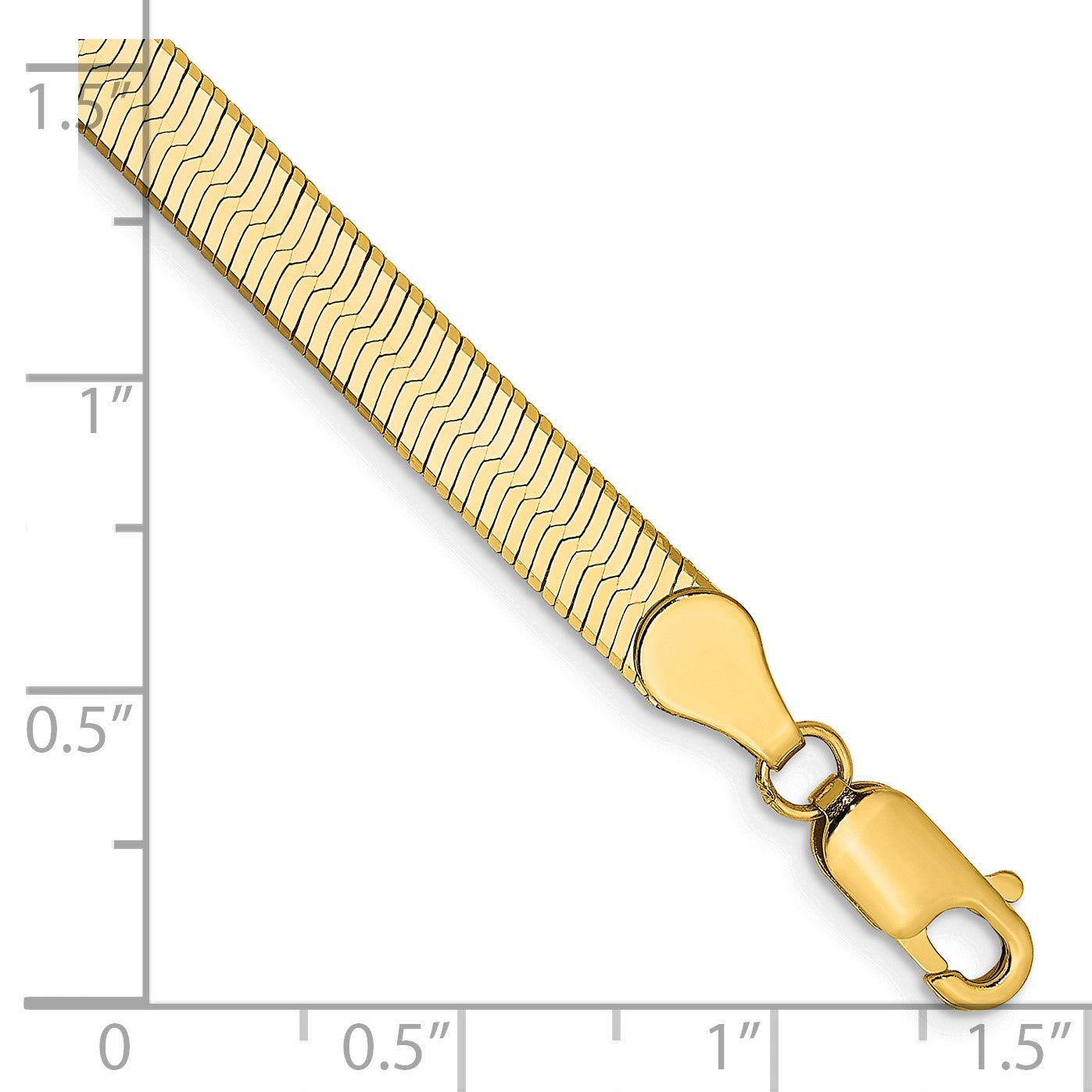 14K Gelbgold 5mm Silky Fischgrät mit Karabinerverschluss Gliederarmband