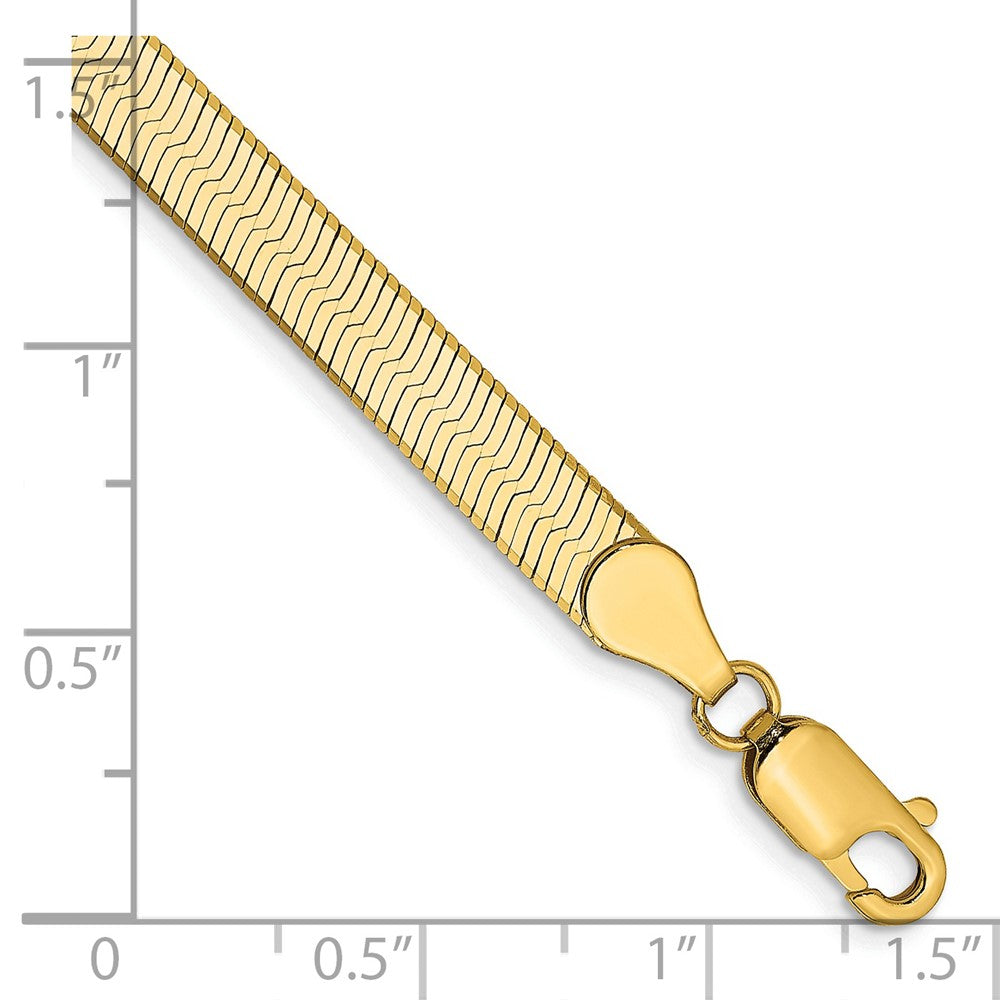 14K Gelbgold 5mm Silky Fischgrät mit Karabinerverschluss Gliederarmband