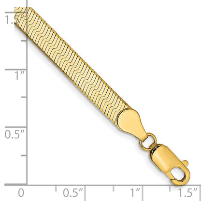 14K Gelbgold 5mm Silky Fischgrät mit Karabinerverschluss Gliederarmband
