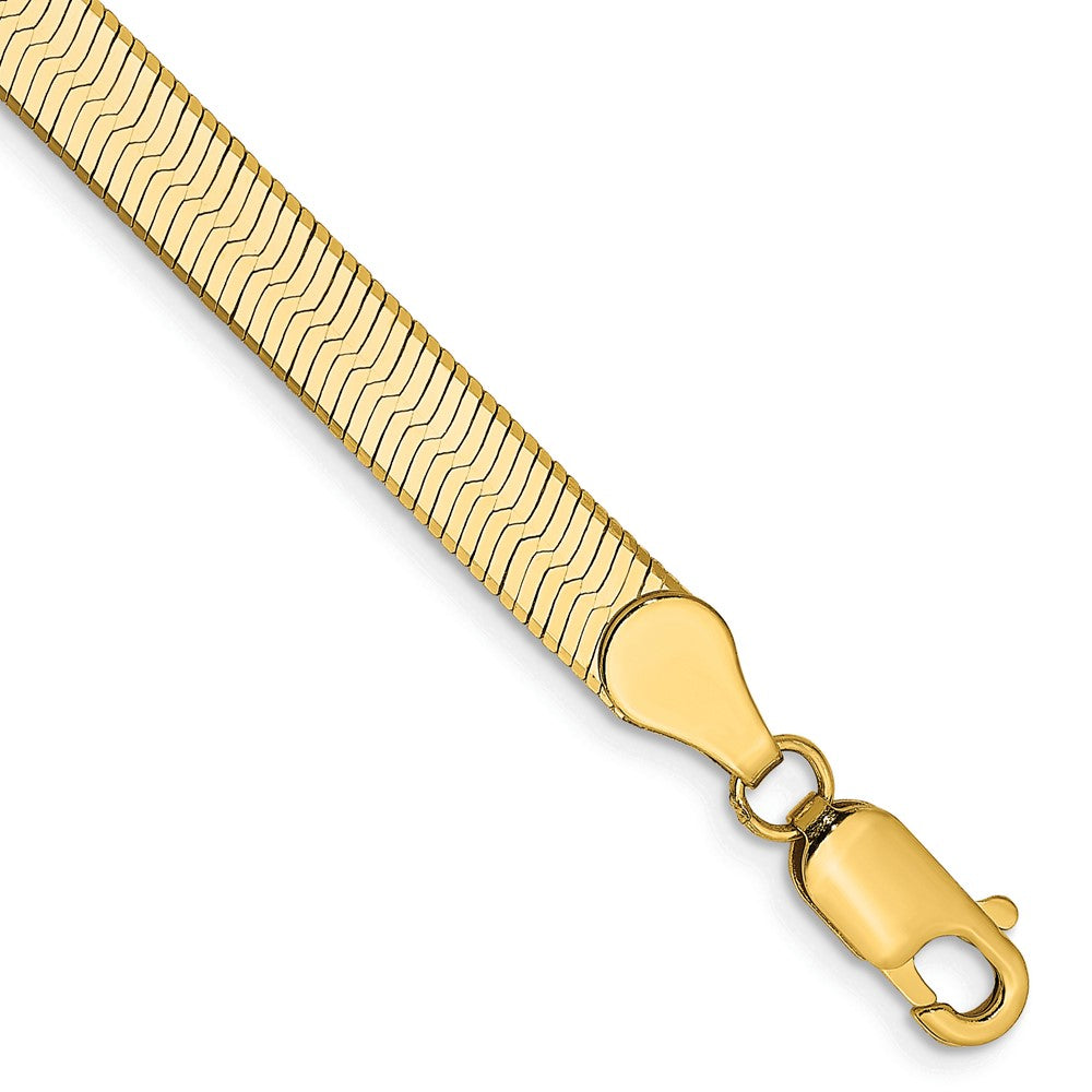 14K Gelbgold 5mm Silky Fischgrät mit Karabinerverschluss Gliederarmband