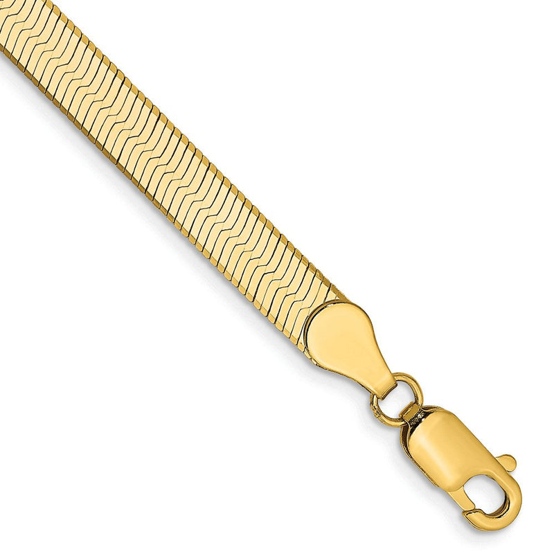 14K Gelbgold 5mm Silky Fischgrät mit Karabinerverschluss Gliederarmband