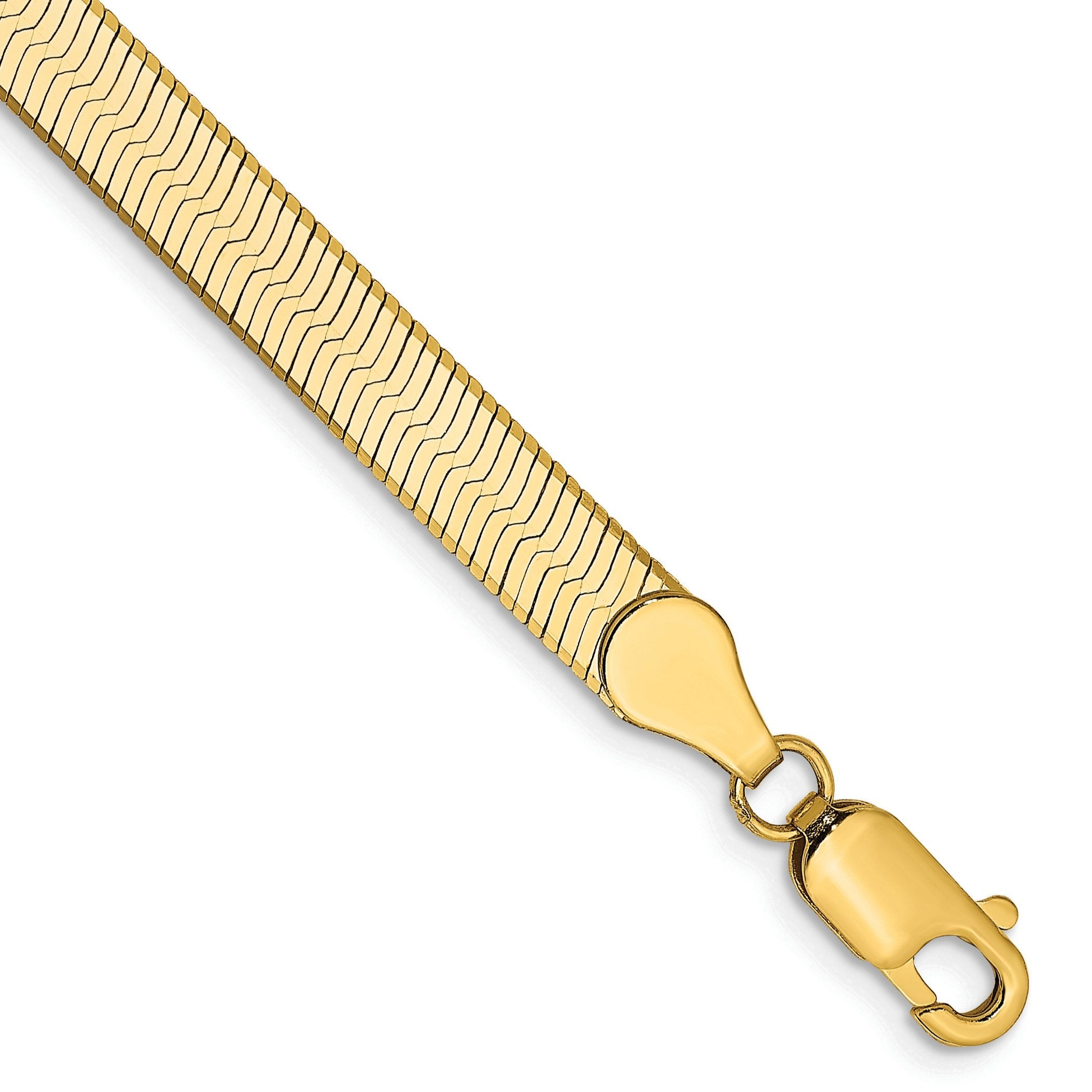 14K Gelbgold 5mm Silky Fischgrät mit Karabinerverschluss Gliederarmband