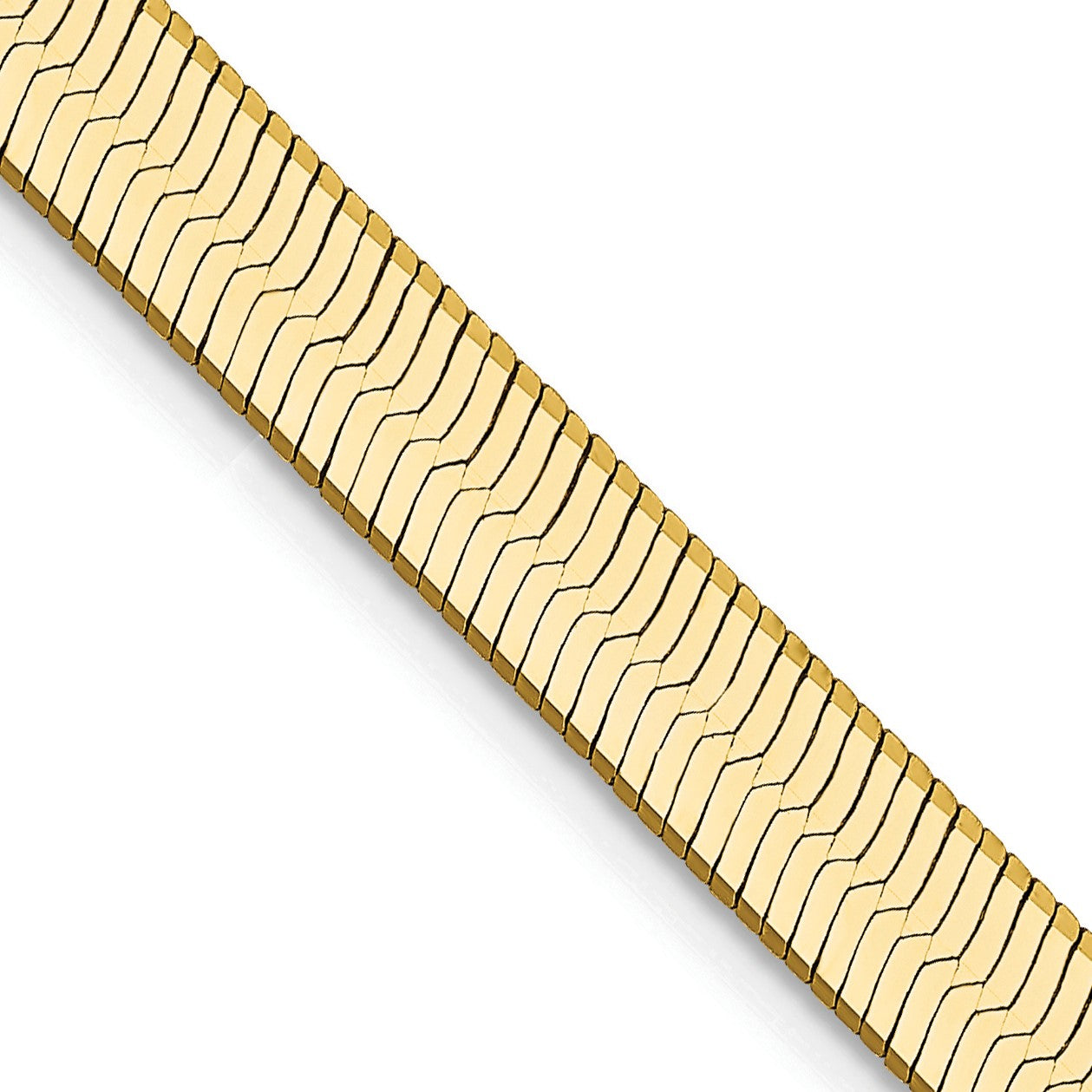 14K Gelbgold 5mm Silky Fischgrät mit Karabinerverschluss Halskette